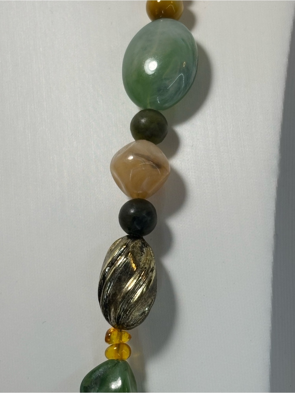 “Verdant Hex”-Green Aventurine Gemstone,Mossy Green Stones,Vintage Acrylic,Amber - Picture 5 of 7